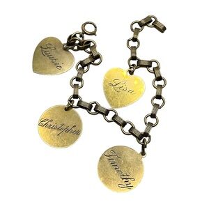 12k gold filled 1950’s & 60’s charm bracelet engraved children’s names vintage